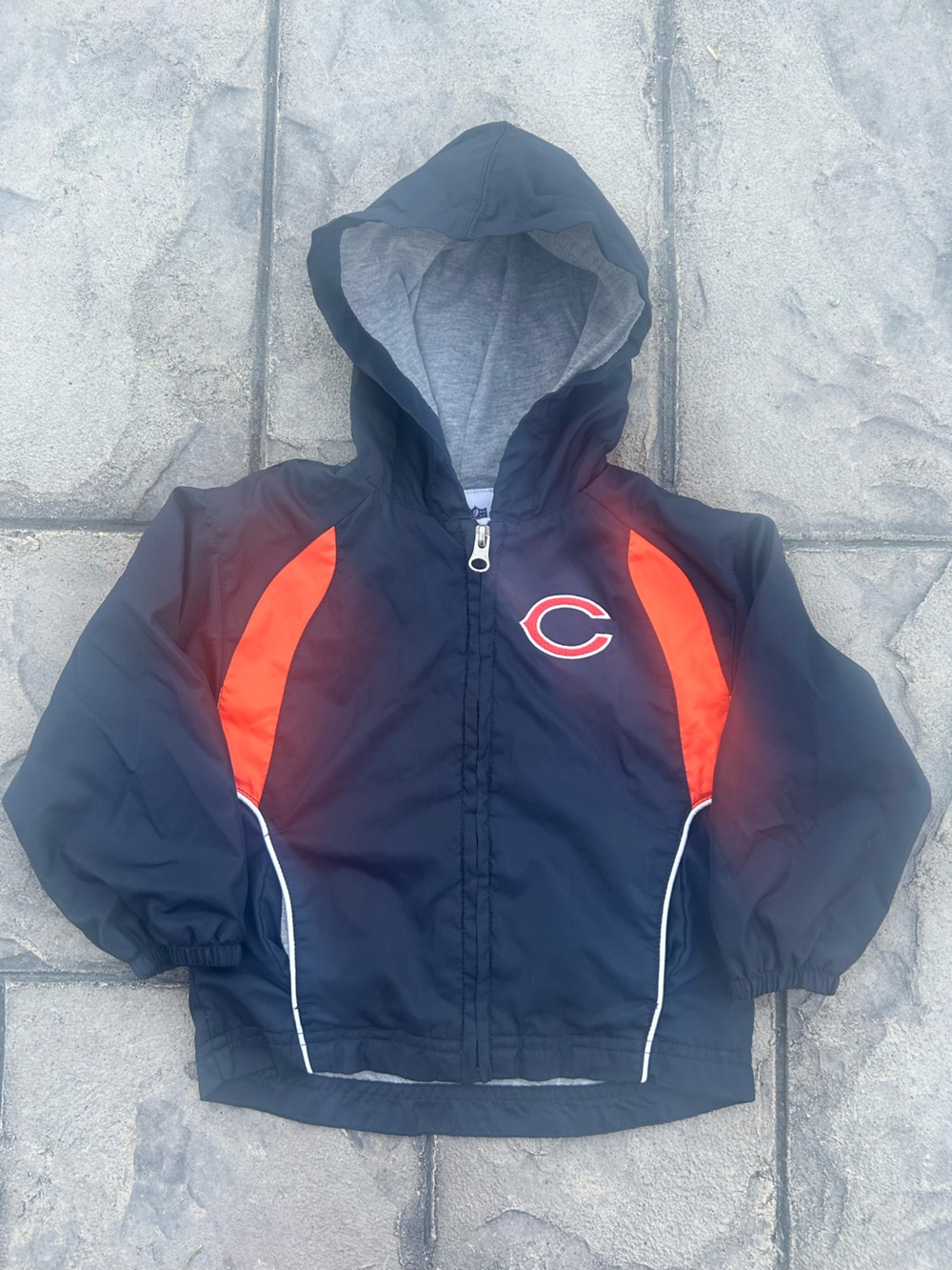 Chicago Bears NFL Navy Orange Hooded Windbreaker Jacket Toddler 2T